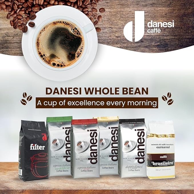 Danesi Caffe Italian Whole Coffee Beans - Espresso Coffee Beans and Medium Roast Whole Bean - Perfect for Espresso Machines, French Press, and Home Brewing - Gold (2.2 lb)