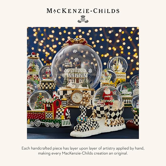 MACKENZIE-CHILDS Snow Globe, Christmas Decoration for Living Room, Holiday Decor, Candy Cottage