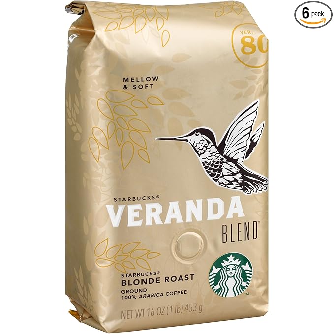 Starbucks Veranda Blend Ground Coffee, Veranda, 16 oz, Pack of 6