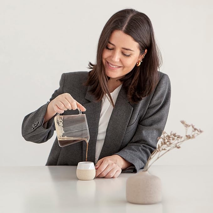 Ceramic Espresso Cups Set of 4, 4.5oz capacity - Small Modern Coffee Cups - Dishwasher Safe Cortado Macchiato Coffee Mugs for Nespresso Machine - Demitasse Cups - Espresso Accessories - Expresso Cup