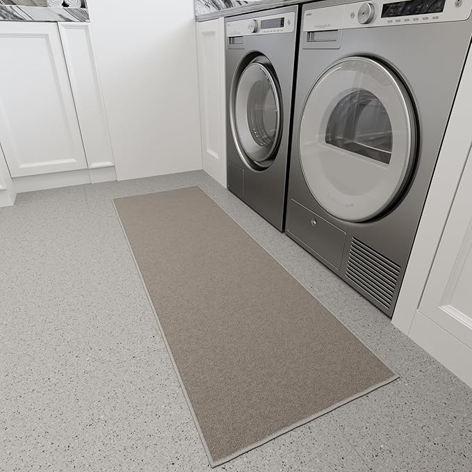 Ottomanson Hallway Runner Rug 2'2" x 6' Non Slip Solid Area Rugs Easy to Clean Laundry Rug Runner Durable & Pet Friendly Floor Carpet Runners for Hallways Entryway Living Room Kitchen, Gray