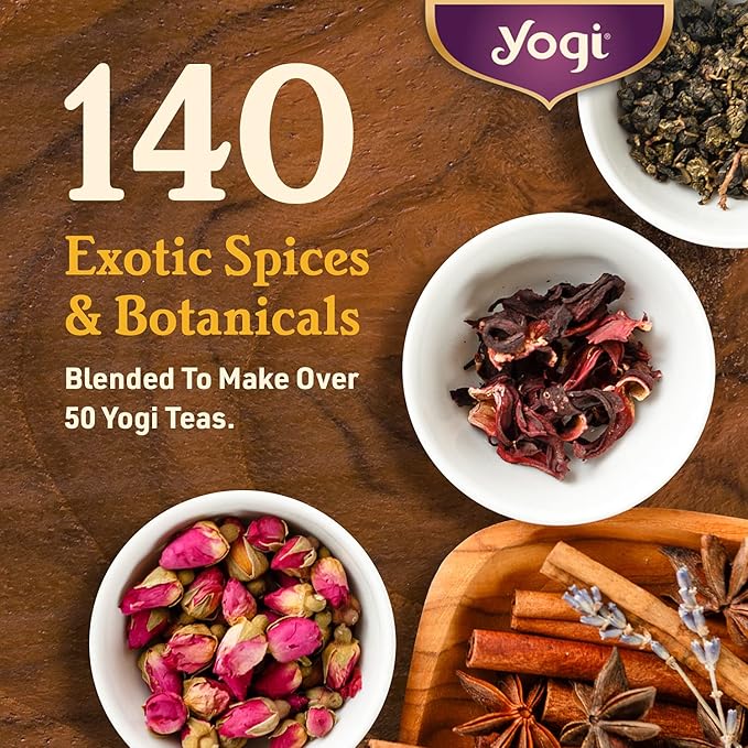 Yogi Tea Chai Rooibos Tea - 16 Tea Bags per Pack (4 Packs) - Spiced Organic Rooibos Tea - Provides Antioxidants - Caffeine-Free - Includes Cardamom, Cinnamon, Ginger & Clove