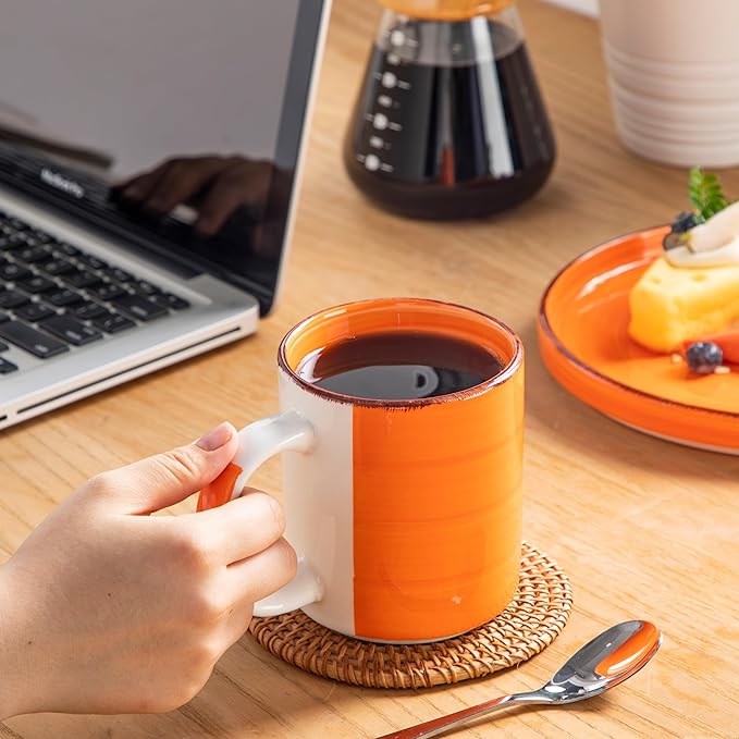 vancasso BONITA Set of 6 Stoneware Tea Coffee Cups 480 ml, Mug Set Multi-Coloured