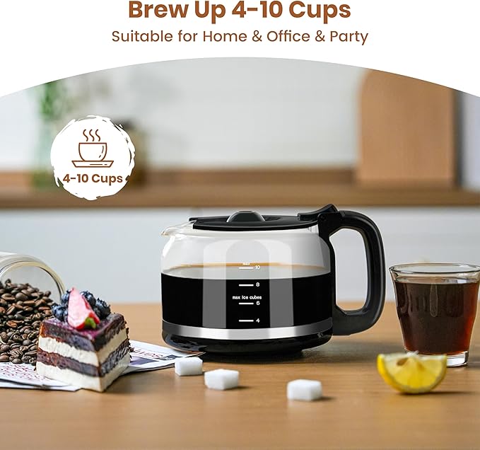 Gevi 10 Cup Drip Coffee Maker with Built-in Grinder, Grind ļ¼ Brew Burr Combo Coffee Machine with Touch Screen, Programmable, 4-Hour Warm Plate, Permanent Filter, Coffee Carafe