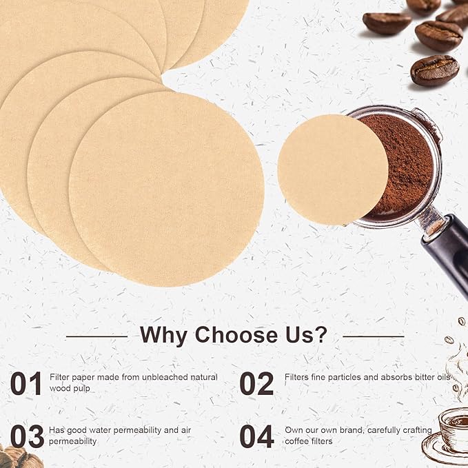 400Pcs Replacement Coffee Filter Paper, 2.5in Unbleached Natural Round Coffee Filter Coffee Accessories Compatible with Aeropress Coffee Makers