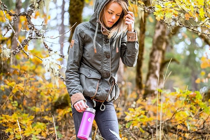 HYDRO CELL Stainless Steel Insulated Water Bottle with Straw - For Cold & Hot Drinks - Metal Vacuum Flask with Screw Cap and Modern Leakproof Sport Thermos for Adults (Fuchsia 18oz)