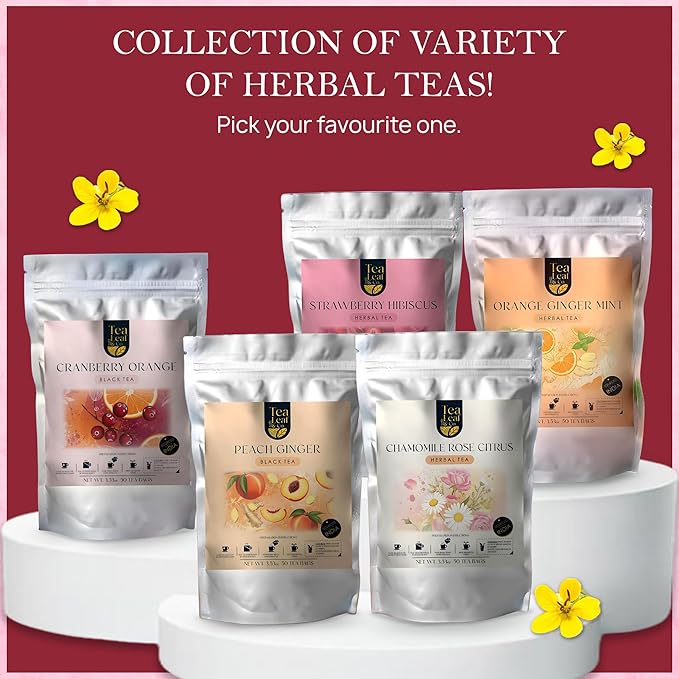 Tealeaf & Co. Mullein Leaf Tea Blended with Fresh Herbs - Pure Herbal Tea Bags with Mullein Leaf Extract - Flavored Herbal Blend - Low Caffeine - Gluten Free - 50 Teabags