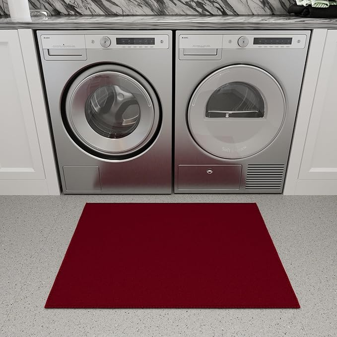 Ottomanson Rugs for Entryway 2'3" x 3' Non Slip Solid Small Area Rugs Durable Front Door Mat Rug Stain Resistant Entrance Rugs for Bathroom Kitchen Bedroom & Living Room, Red