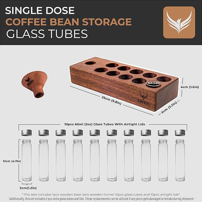 Single Dose Coffee Storage Tubes Coffee Bean Dosing Cup and Rdt Spray Bottle Set - Ceramic Dosing Tray and Spritzer