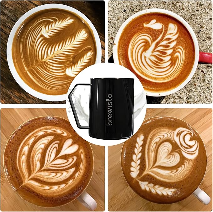 Brewista Precision Milk Frothing Pitcher, Steaming Jug, Coffee, Espresso Machine Accessories for Barista, Latte Art, Cappuccino, Stainless Steel Cup, 24 oz/720 ml, Matte Black