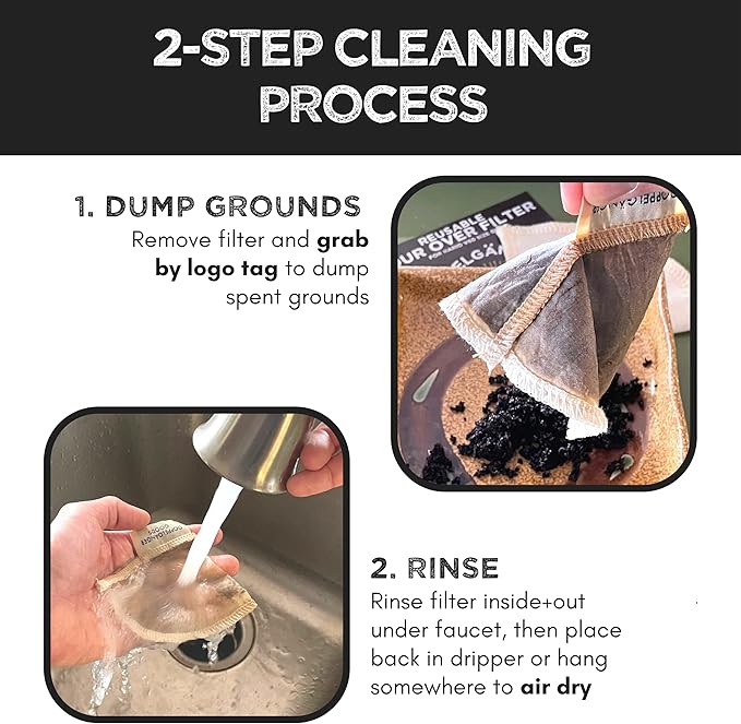 (2-Pack) Reusable Organic Cotton Pour Over Cone Filters for Hario V60, Chemex, Kalita and Origami Style Filters — Pourover Coffee Filter Maker Cup Ceramic, Glass, Plastic Dripper (Size 02, 2-4 Cups)