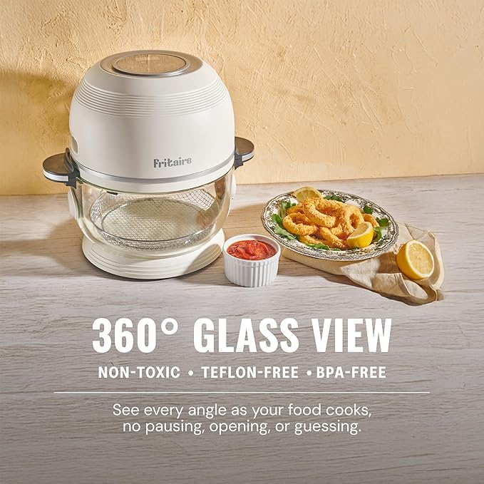 Non Toxic Air Fryer™ - Glass AirFryer 5 Quart w/ 360 Visibility, Self-Cleaning, 400F Vortex Air Fryer for Even Cooking, BPA-Free Teflon Free, 6-in-1 Functions, Rotisserie, Roast, Bake, Cherry