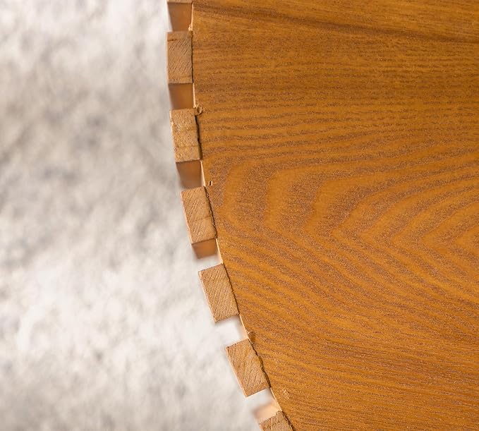 39.37 Inch Round Drum Coffee Table, Modern Handcraft Fluted Drum Coffee Table, Wooden Round Coffee Table Center Table with Sturdy Pedestal for Living Room Apartment (Wood Color)