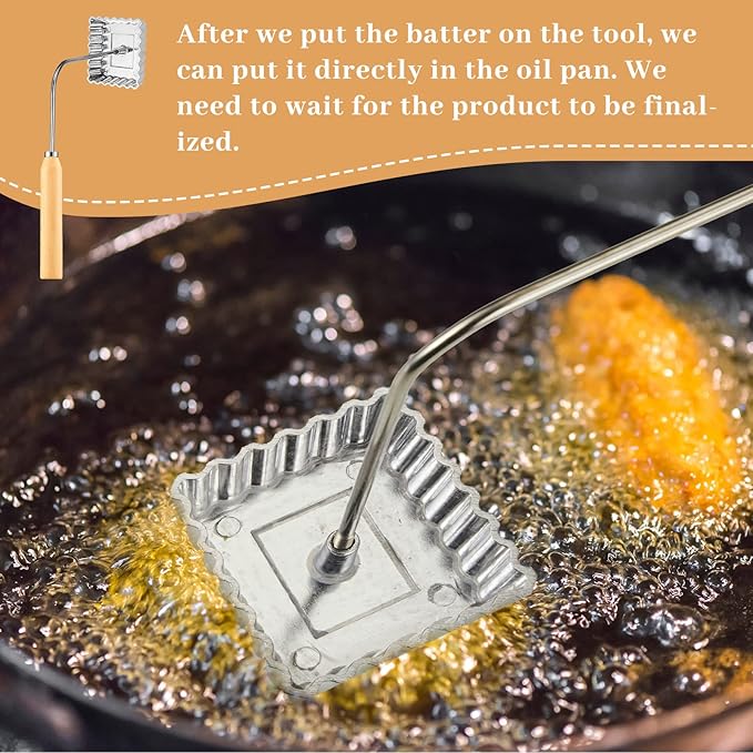 Tessco 12 Pcs Rosette Iron Molds, 6 Shape Achappam Bunuelos Mold with Handle Aluminium Iron Rosette Maker and Wooden Handles for Christmas Kitchen Baking Housewares Waffle Cookie Cooking