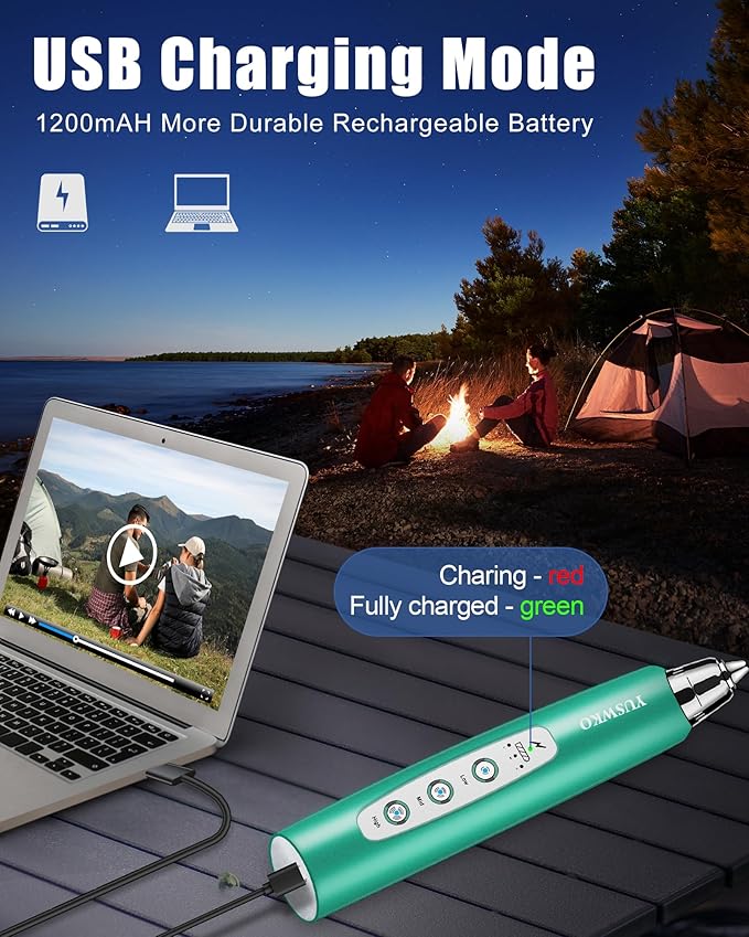 YUSWKO Rechargeable Milk Frother for Coffee, Handheld Drink Mixer with 3 Heads 3 Speeds, Ideal Coffee Frother Wand for Travel - Green