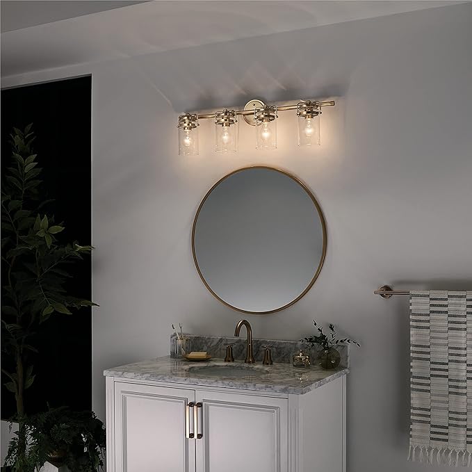 Kichler Brinley 4 Light Vanity Light with Clear Glass in Champagne Bronze, (32.5" W x 10.25" H), 45690CPZ