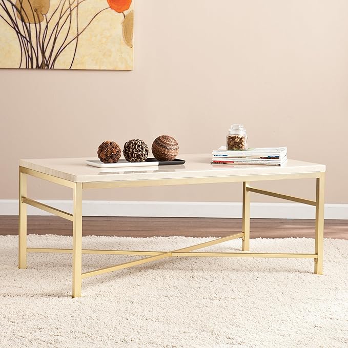 SEI Furniture Orinda Faux Stone Cocktail Table - Travertine