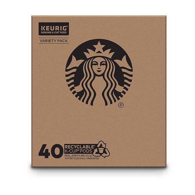 Starbucks K-Cup Coffee Pods—Starbucks Blonde, Medium & Dark Roast Coffee—Variety Pack for Keurig Brewers—100% Arabica—1 box (40 pods total)