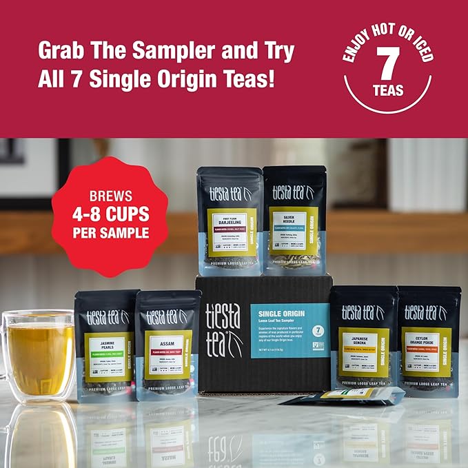 Tiesta Tea - First Flush Darjeeling Black Tea, Loose Leaf, Single Origin Premium Black Tea from India, Pure High-Caffeinated Blend, Makes Hot or Iced & Up to 50 Cups, 4oz Refillable Tin