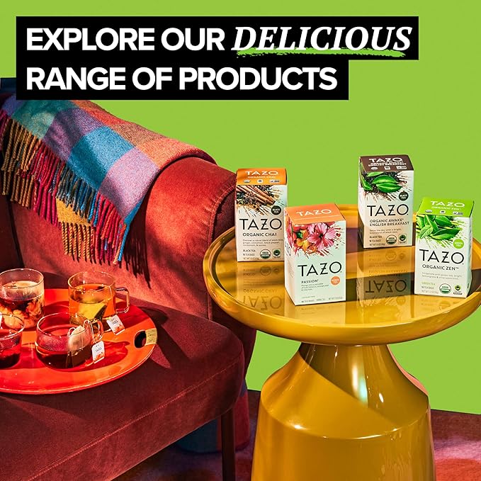 TAZO Tea Bags, Regenerative Organic: Refresh Mint Herbal, Zen Green, Green Ginger, Chai Black, Early Grey, & Passion Herbal (1ea) (Variety Pack)