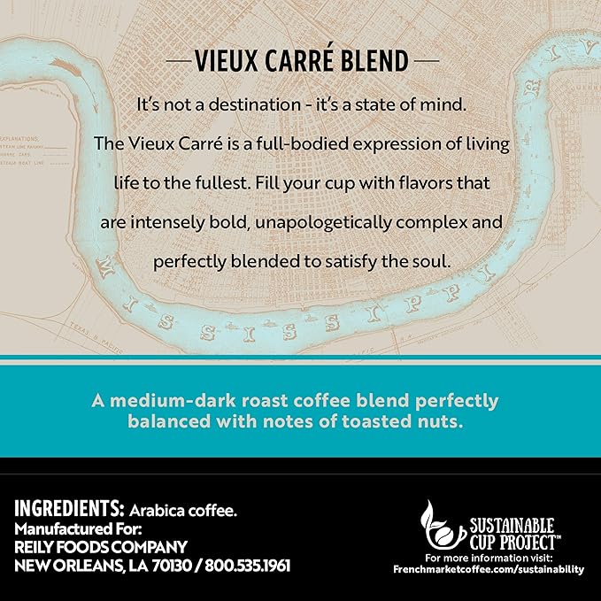 French Market Vieux Carré Blend French Roast Single Serve Coffee Pods, 12ct Box (Pack of 6)