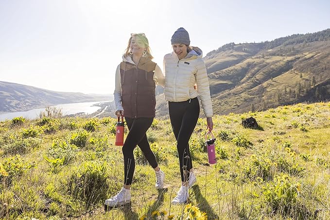 HYDRO CELL Stainless Steel Insulated Water Bottle w/Straw, 2 Lids Metal Vacuum Flask with Modern Leakproof Sport Straw Design (Mandarin 18oz)