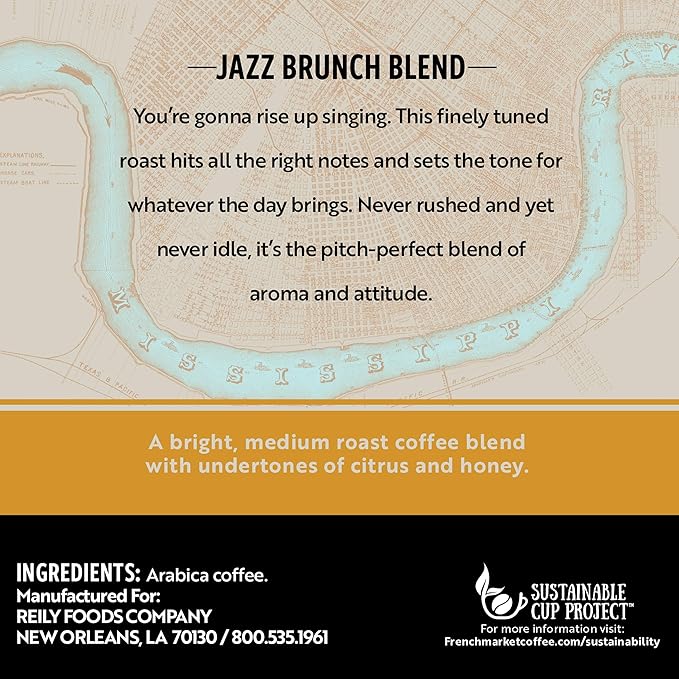 French Market Jazz Brunch Blend Medium Roast Single Serve Coffee Pods, 12ct Box (Pack of 6)