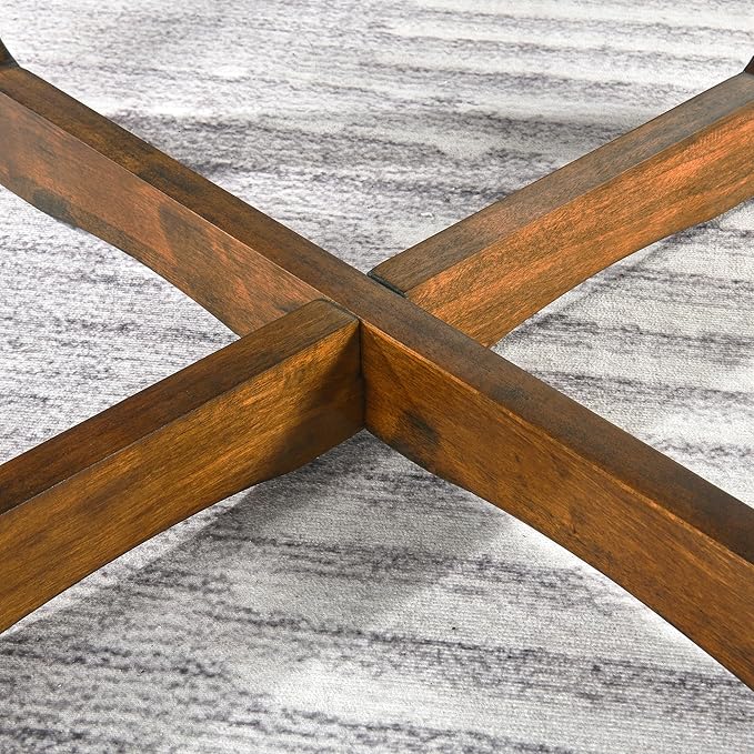 Round Coffee Table for Living Room, Solid Wood Cocktail Tables With Splicing Top ,Wood Traditional Center Table-, 33.5” Mid-century Circular Tea Desk for Office, Easy Assembly, Rustic Brown KFZ3223