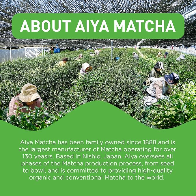 Aiya Certified USDA Organic Culinary Grade Matcha Green Tea Powder - Ideal for Baking, Lattes, Smoothies - Gluten-Free & Non-GMO - 100g Bag (3.53 oz)