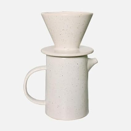 Handmade Japanese Beige Pour Over Coffee Maker Set Ceramic Coffee Dripper Brewer Heat Resistant Coffee Pot Decanter ACM-JB