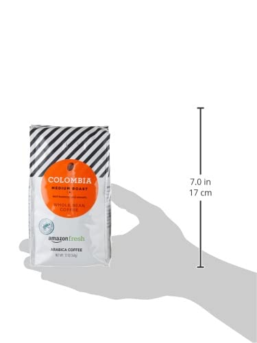 Amazon Fresh Colombia Whole Bean Coffee, Medium Roast, 12 Ounce (Pack of 3)