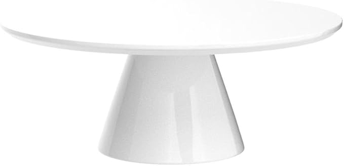 Coffee Table - Palma Round Coffee Table - Contemporary Minimalist Round Coffee Table with Tapered Central Pillar - White High-Gloss Finish - Living Room Furniture