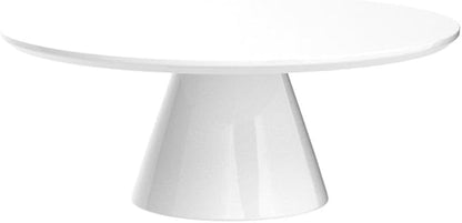 Coffee Table - Palma Round Coffee Table - Contemporary Minimalist Round Coffee Table with Tapered Central Pillar - White High-Gloss Finish - Living Room Furniture
