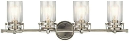 Kichler Brinley 32.25" Vanity Light in Brushed Nickel, 4-Light Farmhouse Bathroom Vanity Light with Clear Glass, (32.25" W x 10" H), 45690NI