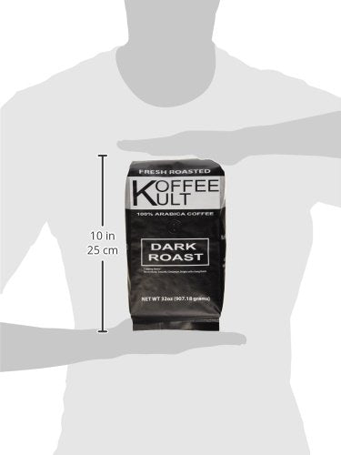 Koffee Kult Dark Roast Whole Bean Coffee - Small Batch 100% Arabica Gourmet Blend, Smooth and Well Balanced Artisan Roasted in 32oz Resealable Package