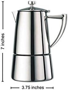 Cuisinox Moka Pot Coffee Espresso Maker – Stainless Steel Roma Stovetop Espresso Coffee Maker, Induction Compatible, Durable Long-Lasting, Dishwasher Safe, Heat-Resistant Handle, 4-Cup, 200ml, 7oz