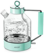 Load image into Gallery viewer, ASCOT Electric Kettle, Glass Electric Tea Kettle Gifts for Men/Women/Family 1.5L 1500W Borosilicate Glass Tea Heater, with Auto Shut-Off and Boil-Dry Protection (Green)