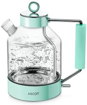 ASCOT Electric Kettle, Glass Electric Tea Kettle Gifts for Men/Women/Family 1.5L 1500W Borosilicate Glass Tea Heater, with Auto Shut-Off and Boil-Dry Protection (Green)