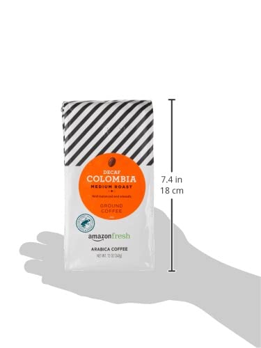 Amazon Fresh Decaf Colombia Ground Coffee, Medium Roast, 12 Ounce