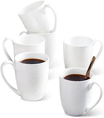 Load image into Gallery viewer, Chulan White Over 45% Bone Content Fine Bone China Coffee Mugs 10 oz, Lightweight Porcelain Cups for Espresso Latte Mocha Cappuccino, Luxury Thin Ceramic Tea Cup, Set of 6 Dishwasher Microwave Safe