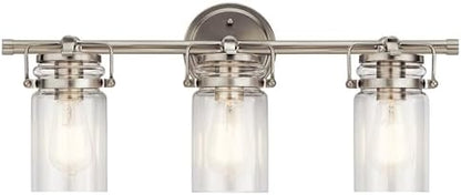 Kichler Brinley 32.25" Vanity Light in Brushed Nickel, 4-Light Farmhouse Bathroom Vanity Light with Clear Glass, (32.25" W x 10" H), 45690NI