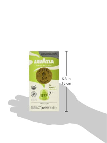 Lavazza TIERRA PLANET USDA ORGANIC Espresso Aluminum Capsules Compatible with Nespresso Original Machines, 10 Count, Medium Roast, 100% Arabica, Intensity 7 of 13