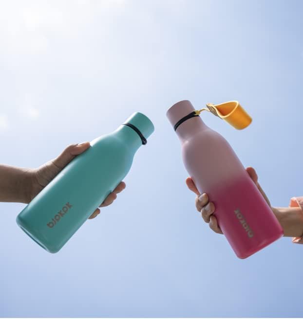 BJPKPK Insulated Water Bottles, 18 oz Stainless Steel Metal Water Bottle with Strap, BPA Free Leak Proof Jugs, Mugs, Flasks, Reusable Thermal Flasks for Sports & Travel, Cherry