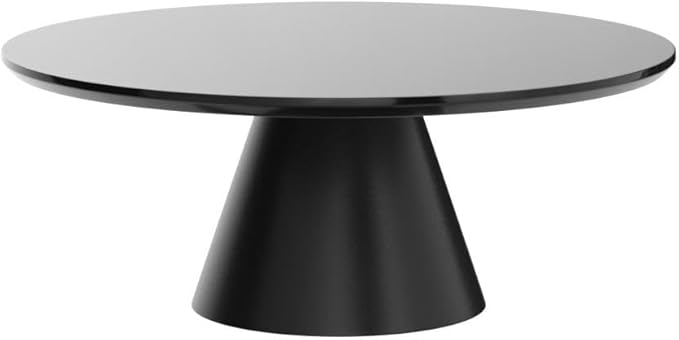 Coffee Table - Palma Round Coffee Table - Contemporary Minimalist Black Round Coffee Table with Tapered Central Pillar - Living Room Furniture