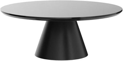 Coffee Table - Palma Round Coffee Table - Contemporary Minimalist Black Round Coffee Table with Tapered Central Pillar - Living Room Furniture