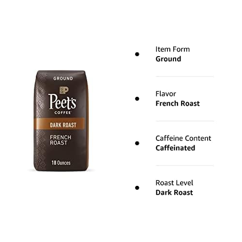 Peet's Coffee, Dark Roast Ground Coffee - French Roast 36 Ounces (2 Bags of 18 Ounces)