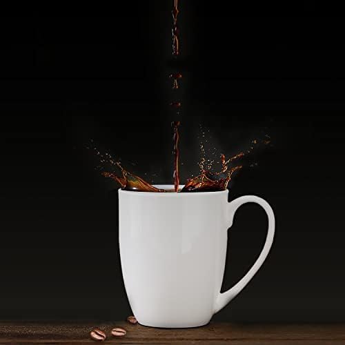 Chulan White Over 45% Bone Content Fine Bone China Coffee Mugs 10 oz, Lightweight Porcelain Cups for Espresso Latte Mocha Cappuccino, Luxury Thin Ceramic Tea Cup, Set of 6 Dishwasher Microwave Safe