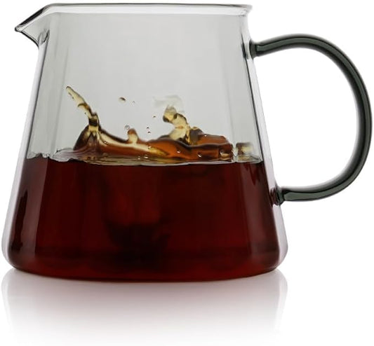 watchget Glass Coffee Carafe 500ml/17oz - Heat Resistant Borosilicate Coffee Server, Transparent Green Pour Over Coffee Pot Maker, Ideal for Home, Office, and Café