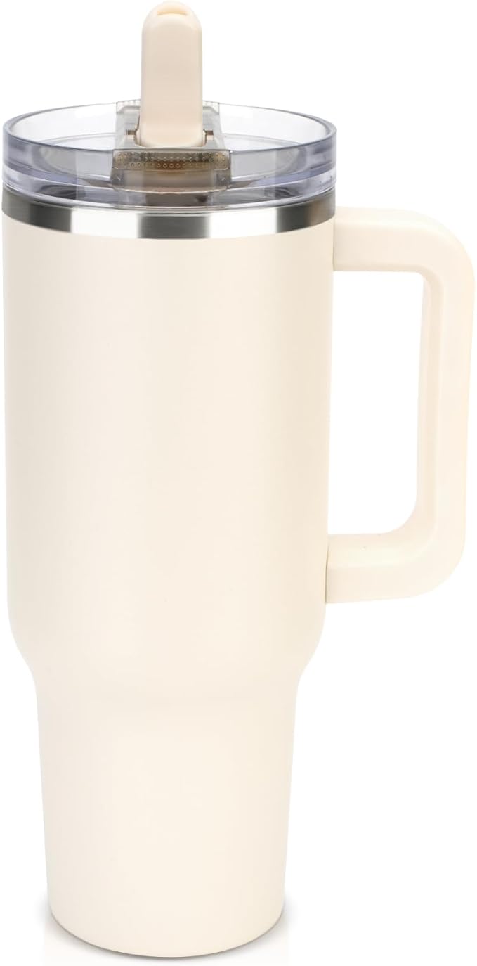 Sursip 40 oz Tumbler with Handle and Flip Straw, 100% Leakproof Lid Insulated Cup Stainless Steel Water Bottle for Cold Drinks Travel Mug, BPA-Free, Dishwasher Safe
