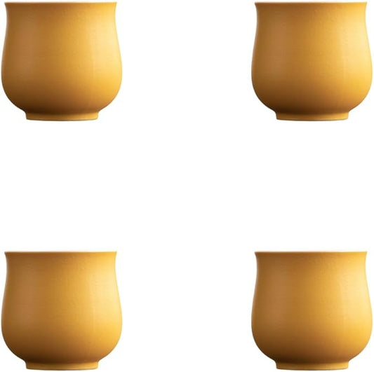 4-Oz Ceramic Espresso Cups Set - Multi-Color, Handle-Free Design for Home & Cafe | Dishwasher-Safe Stoneware Cups (yellow, 4)